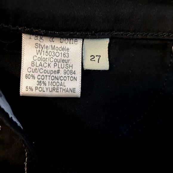Rag & Bone Legging Skinny Jean Stretch Mid Rise Jegging Revolve Black Plush 27 - Picture 4 of 5